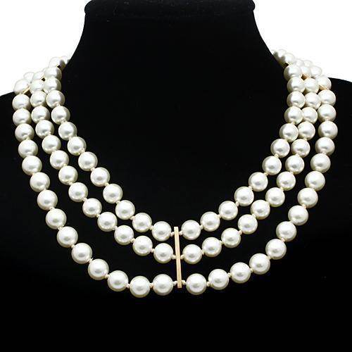 Women's LO2644 - Gold Brass Necklace with Semi-Precious - VacationGrabs