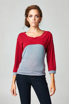Women's Long Sleeve Jersey Color Block Tee - VacationGrabs