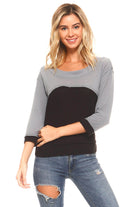 Women's Long Sleeve Jersey Color Block Tee - VacationGrabs
