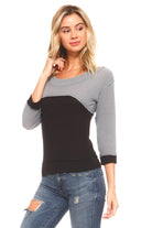Women's Long Sleeve Jersey Color Block Tee - VacationGrabs