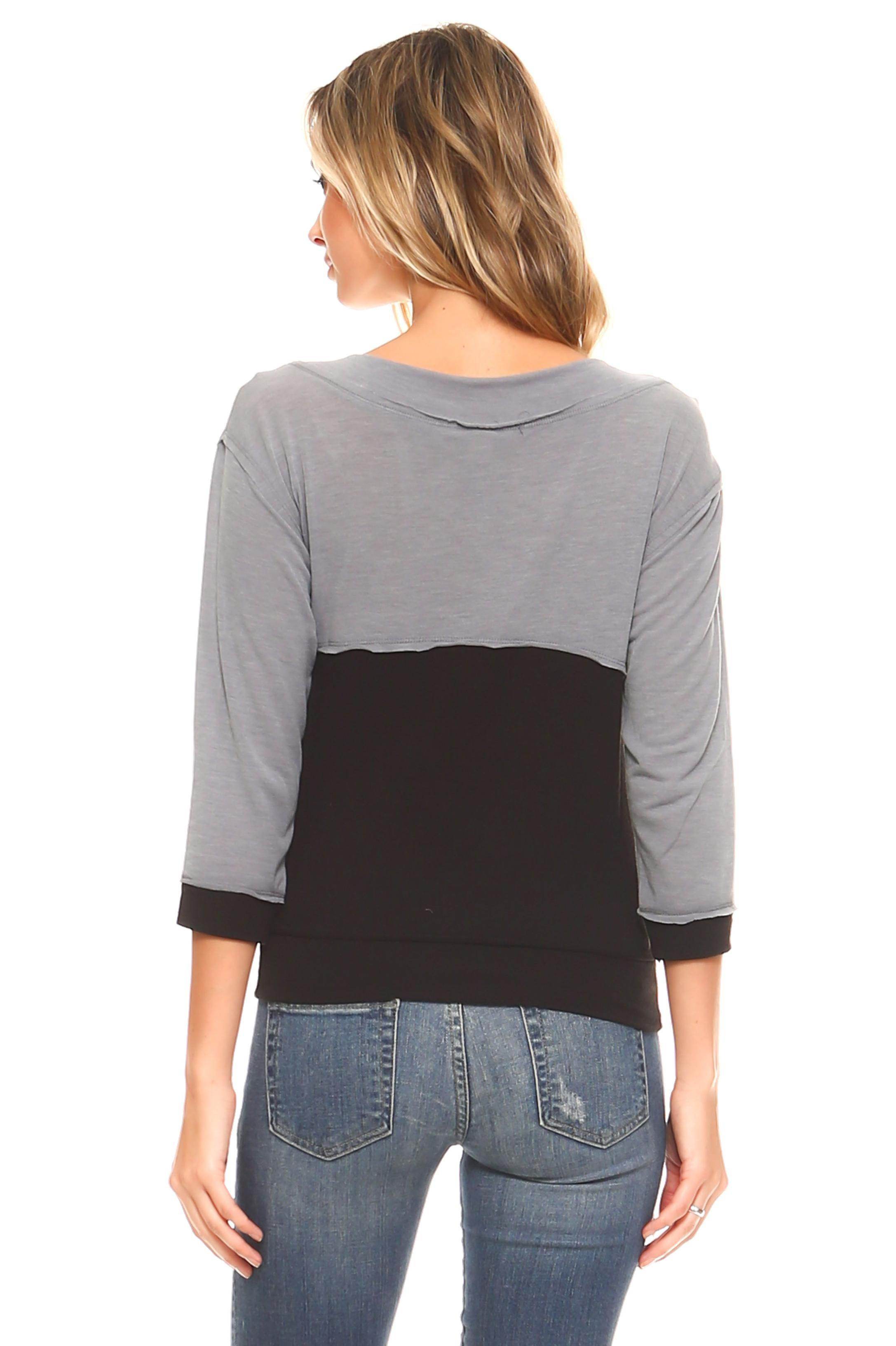 Women's Long Sleeve Jersey Color Block Tee - VacationGrabs