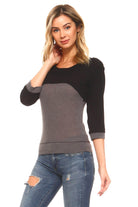 Women's Long Sleeve Jersey Color Block Tee - VacationGrabs