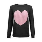 Women's Love Heart Jacquard Round Neck Pullover Sweater - VacationGrabs