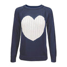 Women's Love Heart Jacquard Round Neck Pullover Sweater - VacationGrabs