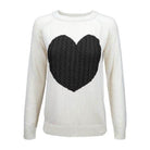 Women's Love Heart Jacquard Round Neck Pullover Sweater - VacationGrabs