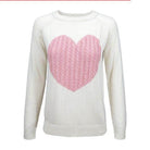 Women's Love Heart Jacquard Round Neck Pullover Sweater - VacationGrabs