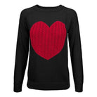 Women's Love Heart Jacquard Round Neck Pullover Sweater - VacationGrabs