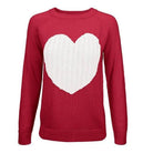Women's Love Heart Jacquard Round Neck Pullover Sweater - VacationGrabs