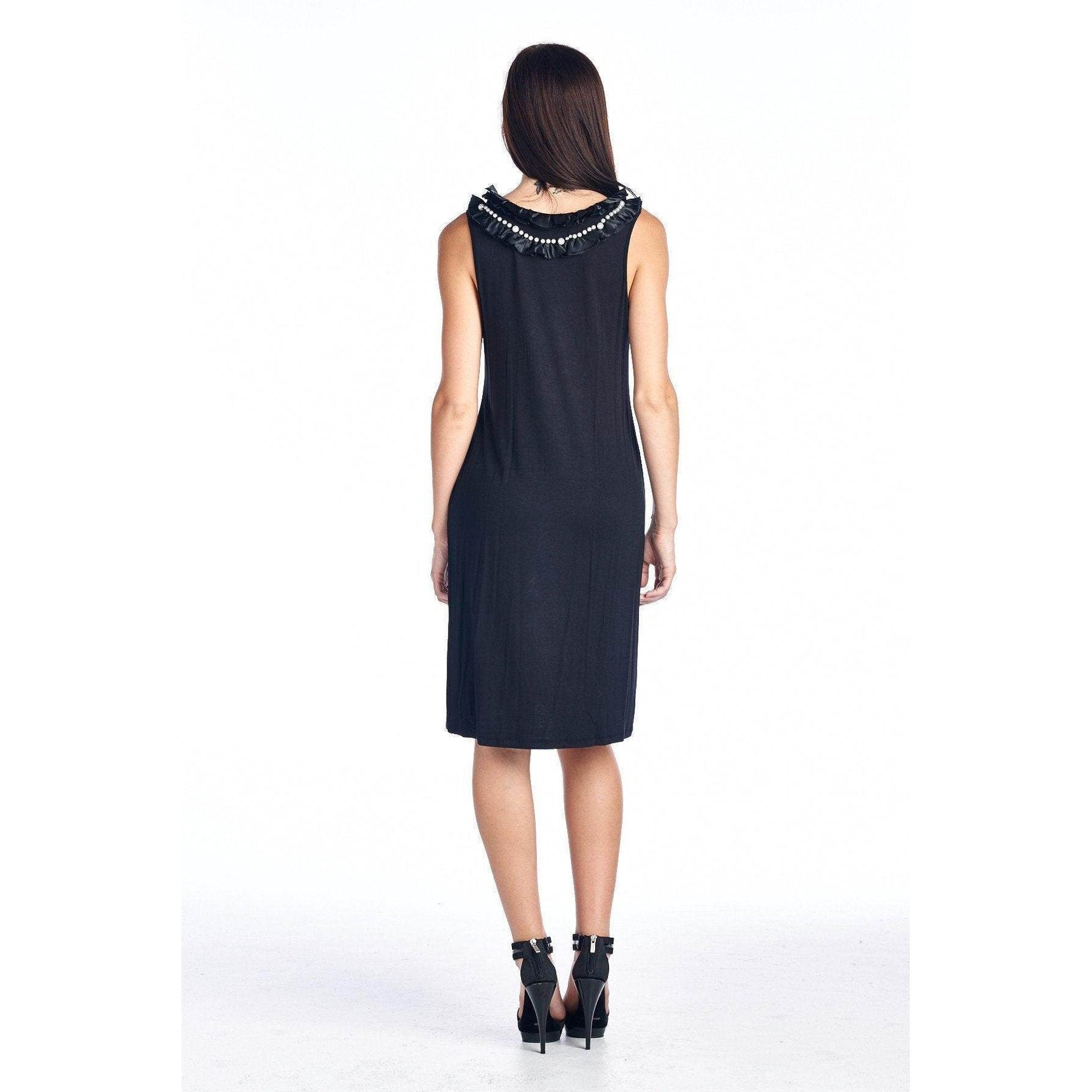 Women's Pearl Neck Trim Tank Dress - VacationGrabs
