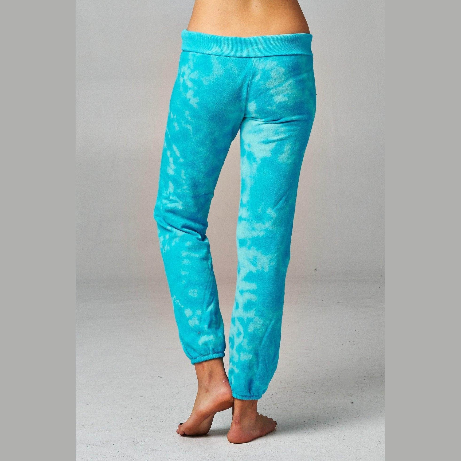 Women's Printed Tie Dye Foldover Waistband French Terry - VacationGrabs