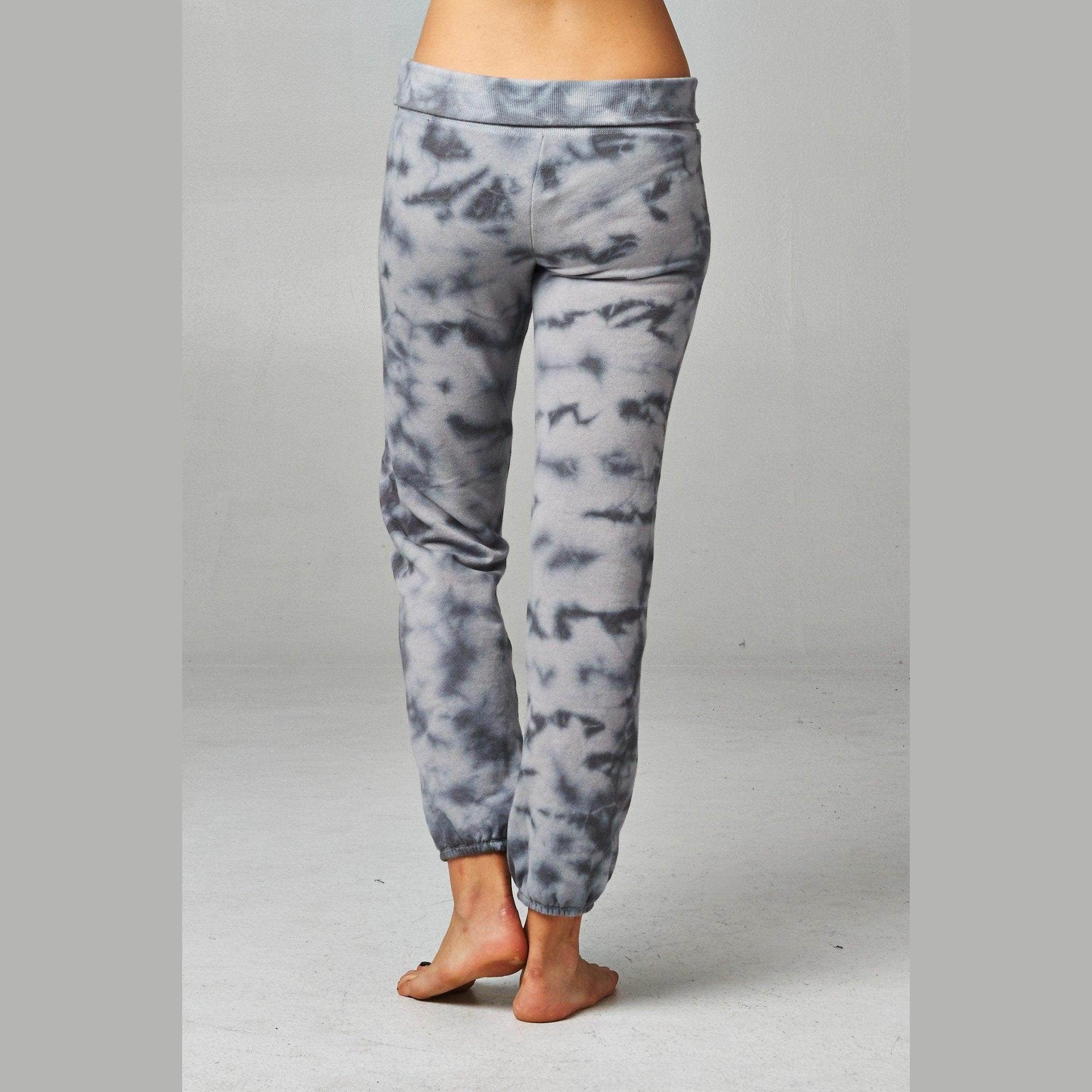 Women's Printed Tie Dye Foldover Waistband French Terry - VacationGrabs