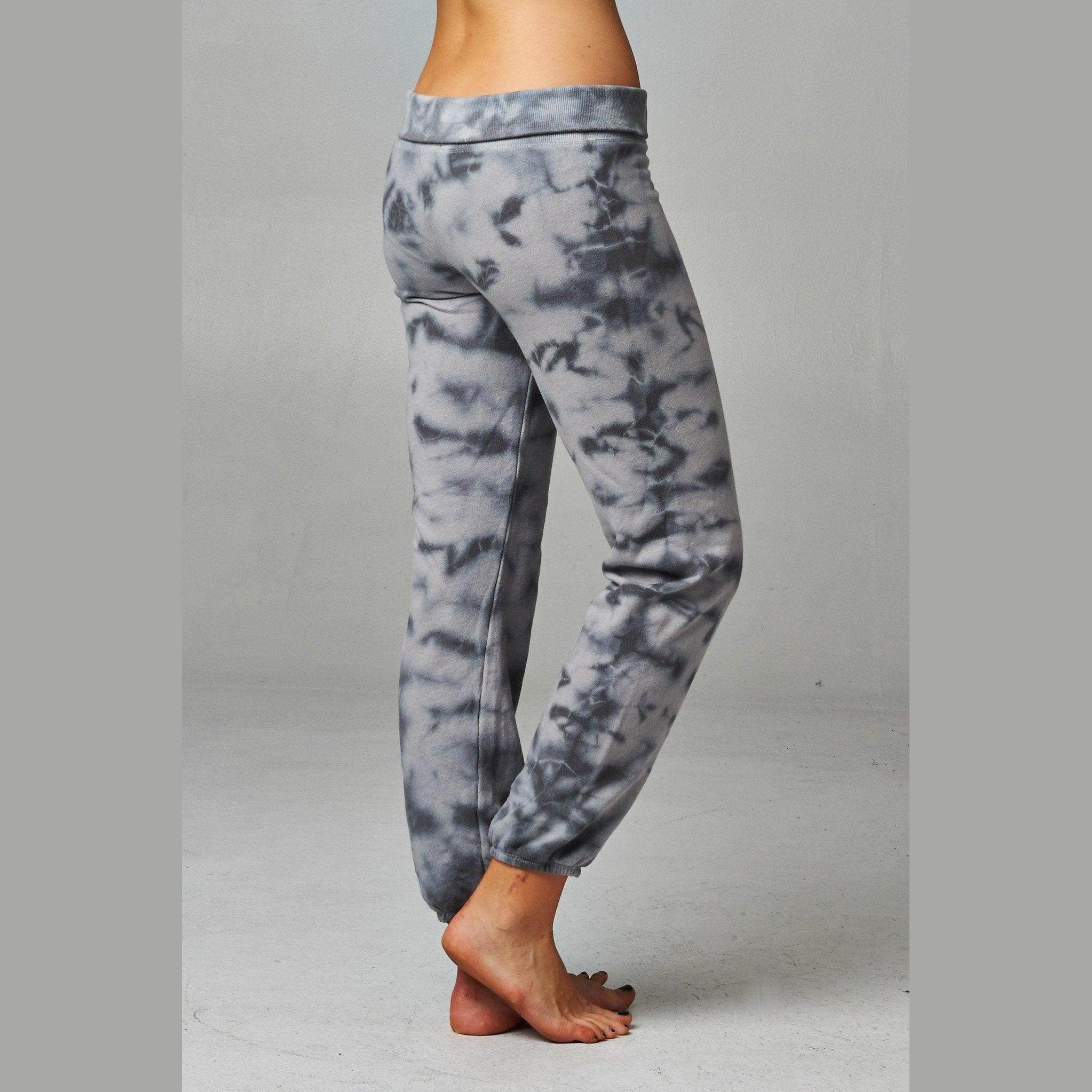 Women's Printed Tie Dye Foldover Waistband French Terry - VacationGrabs