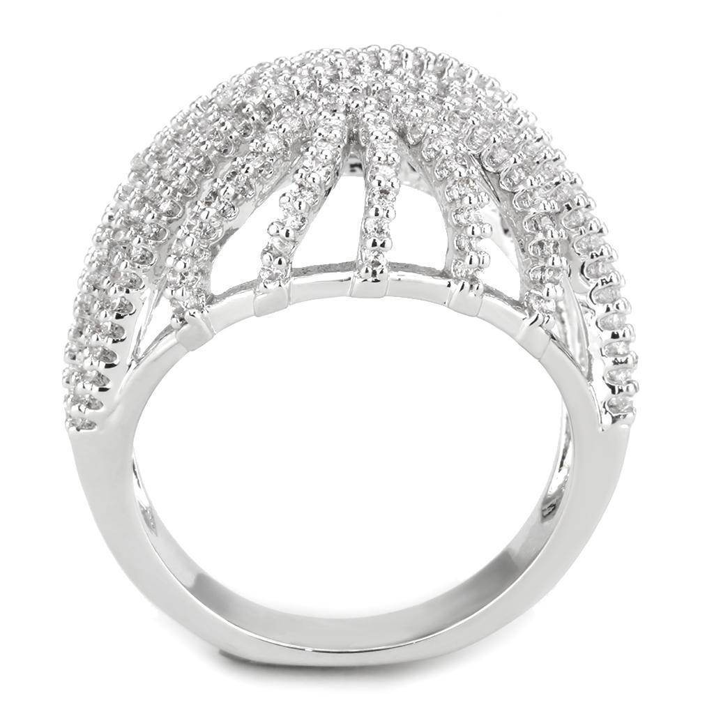Stunning silver elegant statement ring for women with intricate beaded design and polished finish