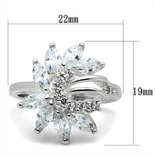 Sterling silver floral ring for women featuring a detailed design with sparkling stones