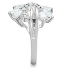 Sterling silver floral ring for women featuring sparkling stones in a delicate design