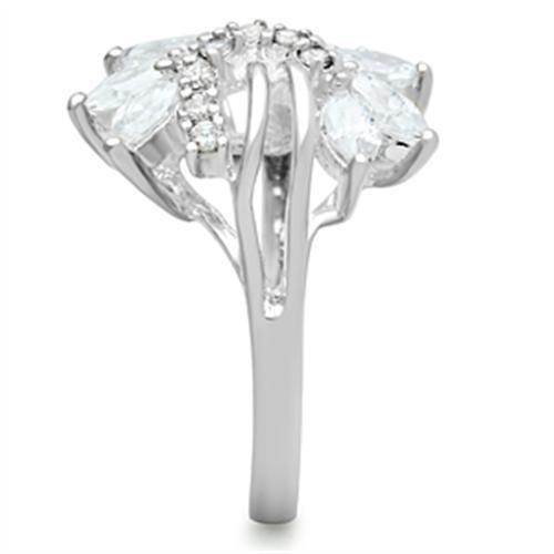 Sterling silver floral ring for women featuring sparkling stones in a delicate design