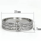 Elegant rhodium 925 sterling silver ring with sparkling stones and a sleek design
