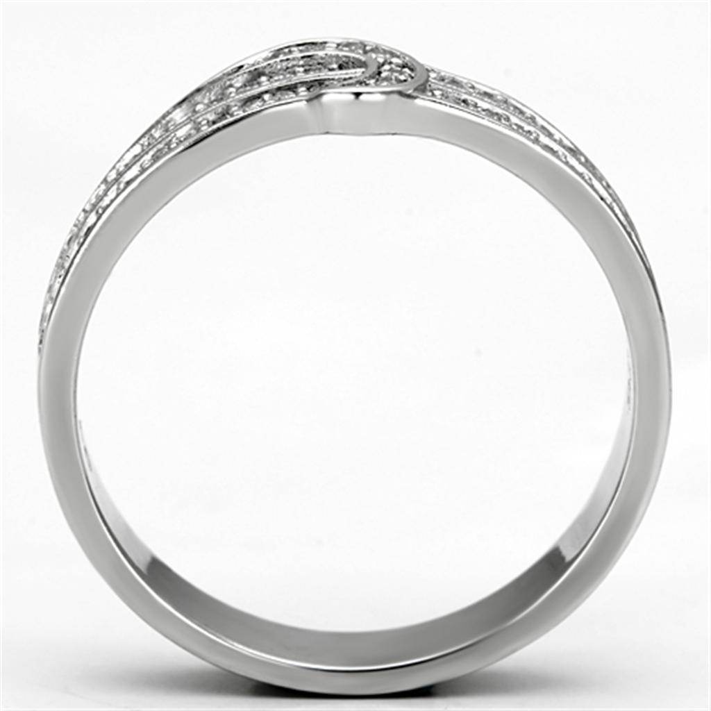 Elegant rhodium 925 sterling silver ring featuring a sleek and modern design with shimmering detail