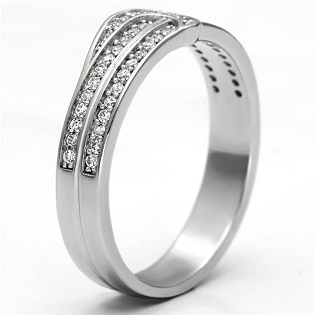 Elegant rhodium 925 sterling silver ring featuring sparkling diamond-like accents for women's jewelry