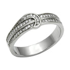 Elegant rhodium 925 sterling silver ring featuring sparkling cubic zirconia accents in a unique design