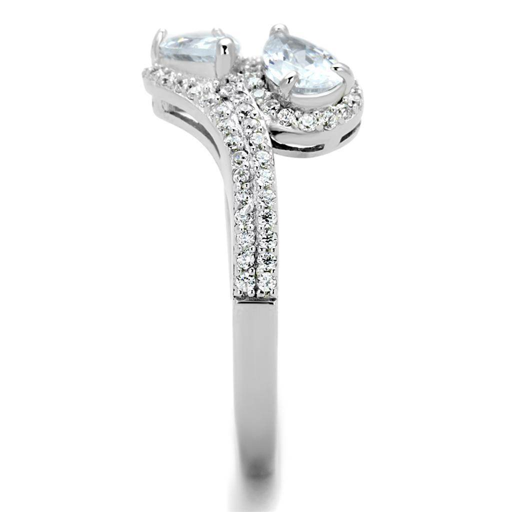 Rhodium plated sterling silver fashion ring featuring sparkling stones and elegant design