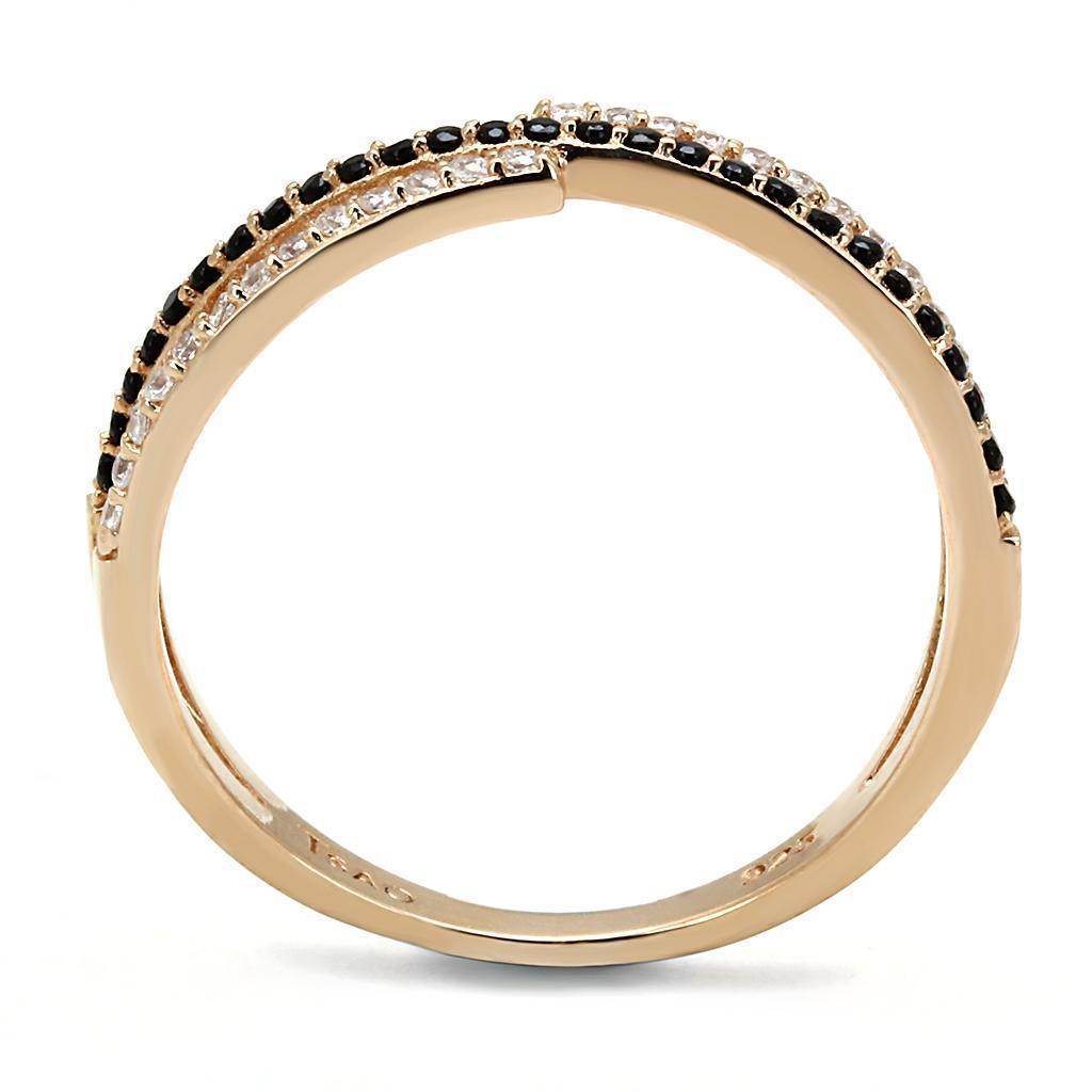 Unique sterling silver ring for women featuring a stylish alternating design with black and clear stones
