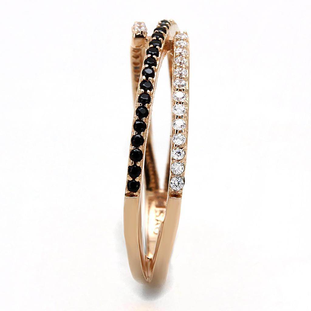 Unique sterling silver ring for women featuring black and white stone accents in a modern design