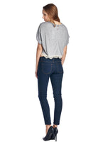 Women's Short Wing Keyhole Back Top with Lace Trim - VacationGrabs