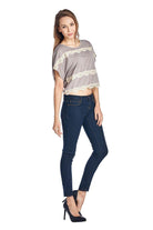 Women's Short Wing Keyhole Back Top with Lace Trim - VacationGrabs
