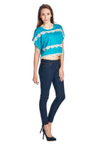Women's Short Wing Keyhole Back Top with Lace Trim - VacationGrabs