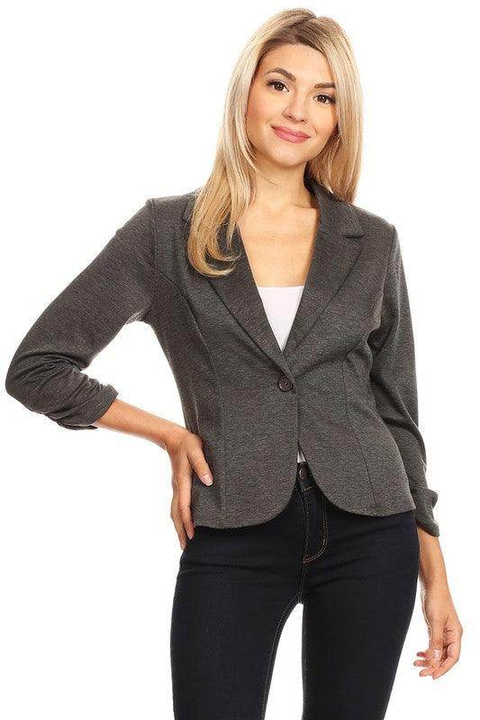 Women's Solid Waist Length Blazers 14 Colors - VacationGrabs