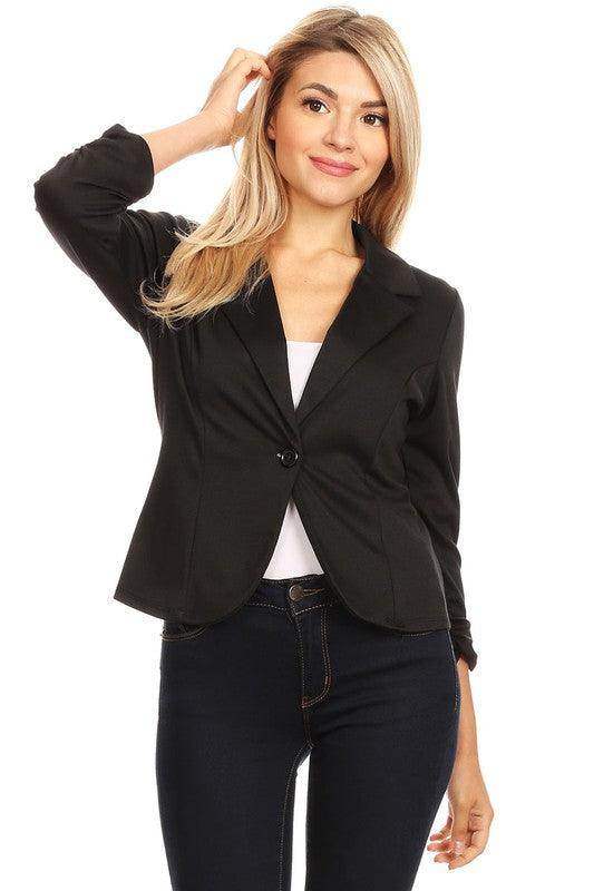 Women's Solid Waist Length Blazers 14 Colors - VacationGrabs