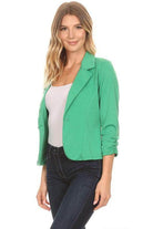 Women's Solid Waist Length Blazers 14 Colors - VacationGrabs