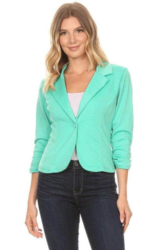Women's Solid Waist Length Blazers 14 Colors - VacationGrabs
