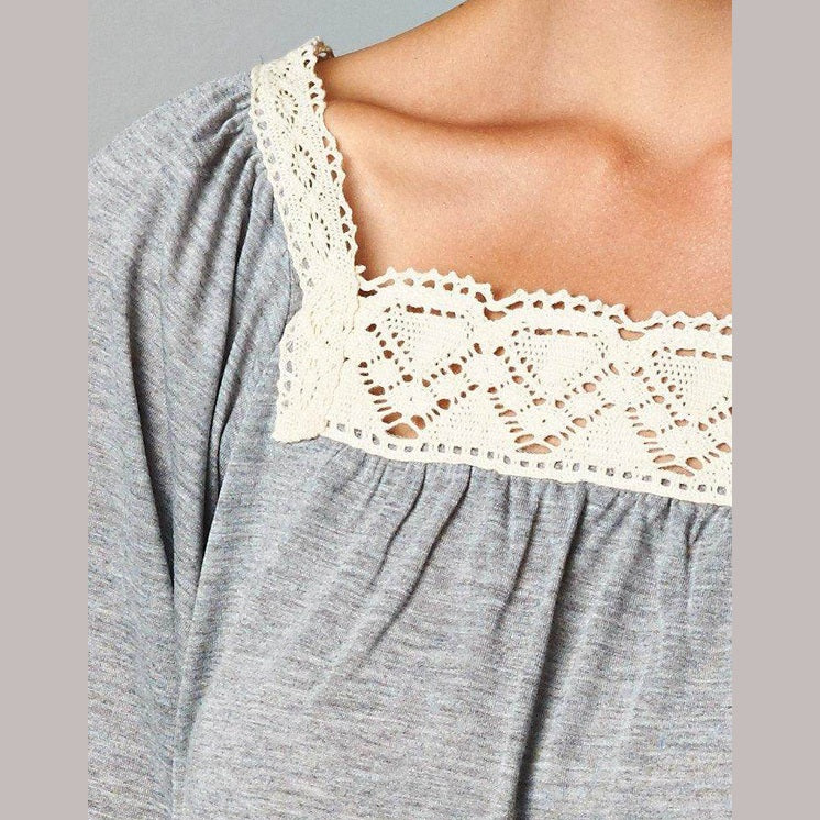 Women's Square Neck Lace Top - VacationGrabs