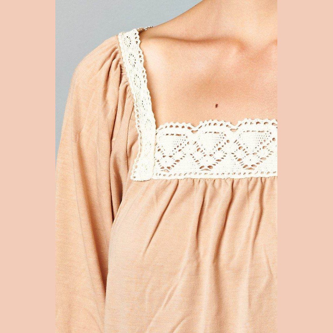 Women's Square Neck Lace Top - VacationGrabs