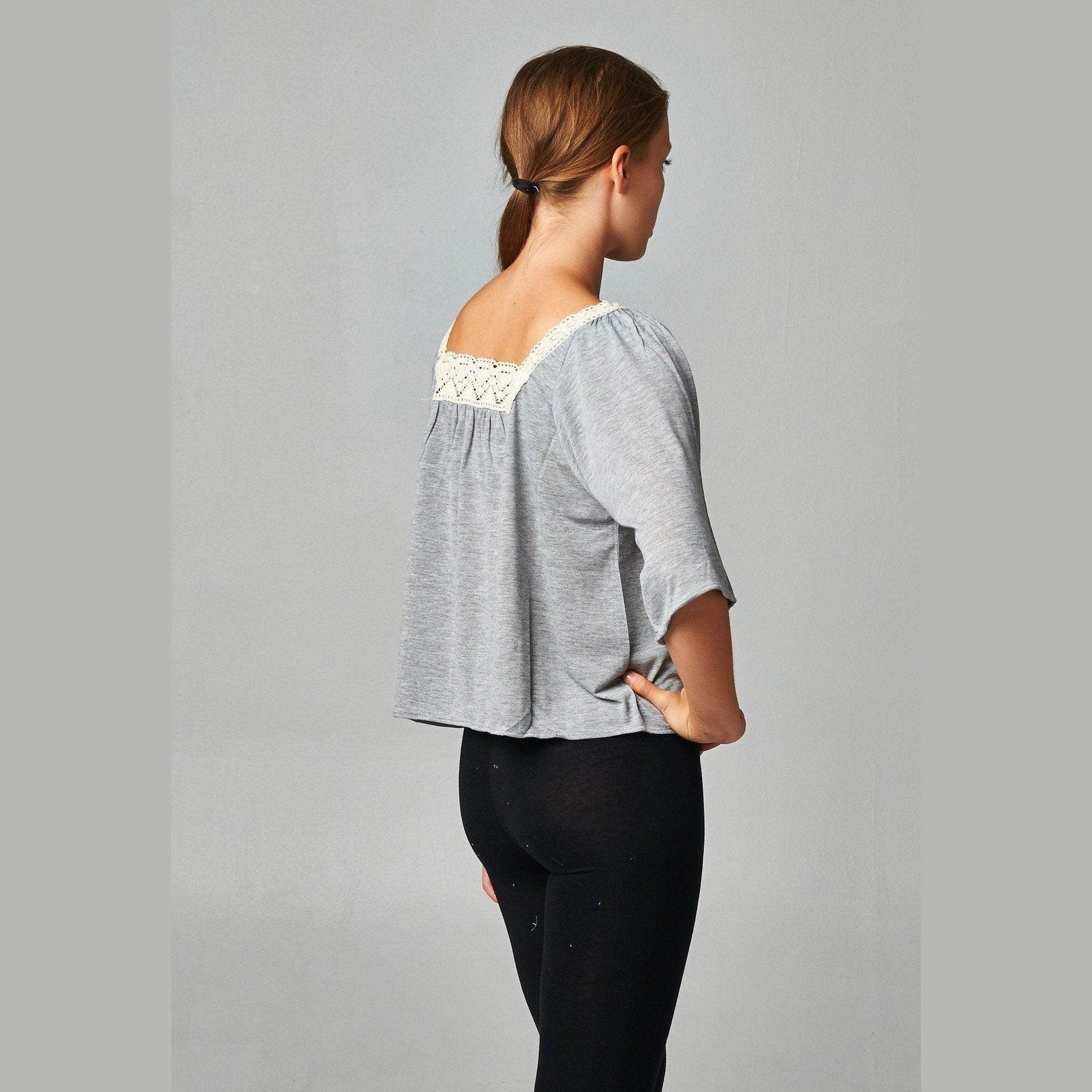 Women's Square Neck Lace Top - VacationGrabs