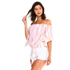 Women's Strapless Striped Bandage Blouse - VacationGrabs