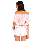 Women's Strapless Striped Bandage Blouse - VacationGrabs