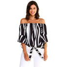 Women's Strapless Striped Bandage Blouse - VacationGrabs