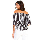 Women's Strapless Striped Bandage Blouse - VacationGrabs