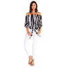 Women's Strapless Striped Bandage Blouse - VacationGrabs