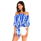 Women's Strapless Striped Bandage Blouse - VacationGrabs