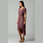 Women's Striped Hi-Low V-Neck Dress - VacationGrabs