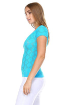 Women's Textured Knit Stretch Glitter Top - VacationGrabs