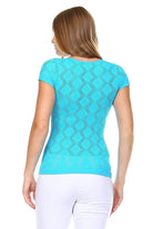 Women's Textured Knit Stretch Glitter Top - VacationGrabs