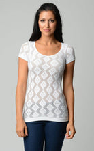 Women's Textured Knit Stretch Glitter Top - VacationGrabs
