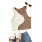 Two Tone Ribbed Knit Tank Tops - VacationGrabs