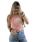 Two Tone Ribbed Knit Tank Tops - VacationGrabs