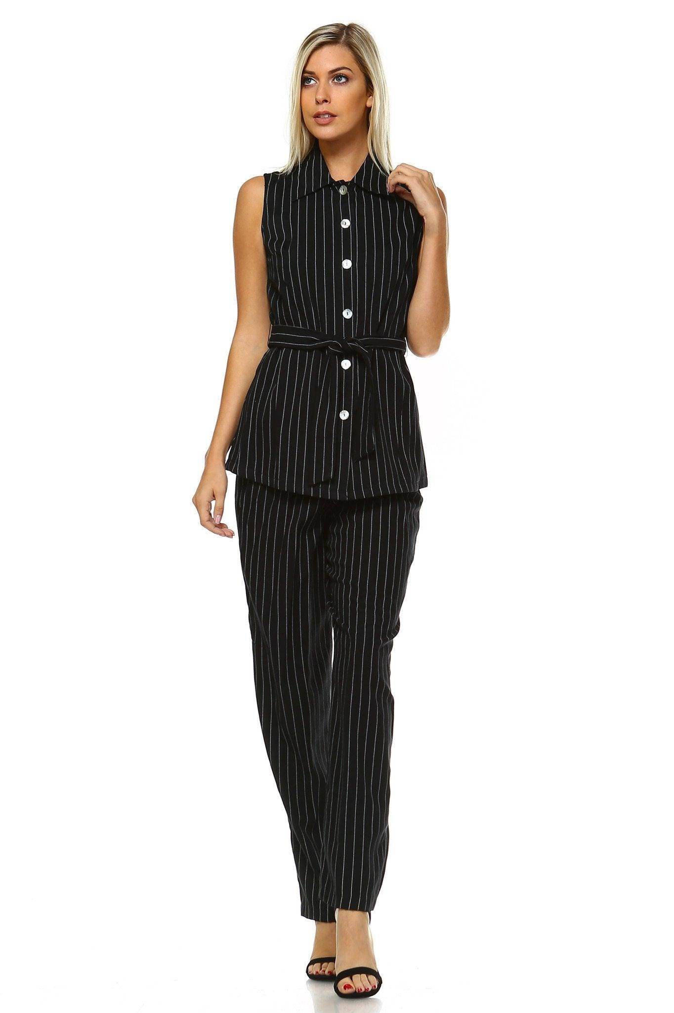 Women's Workwear Two Piece Pants Set - VacationGrabs